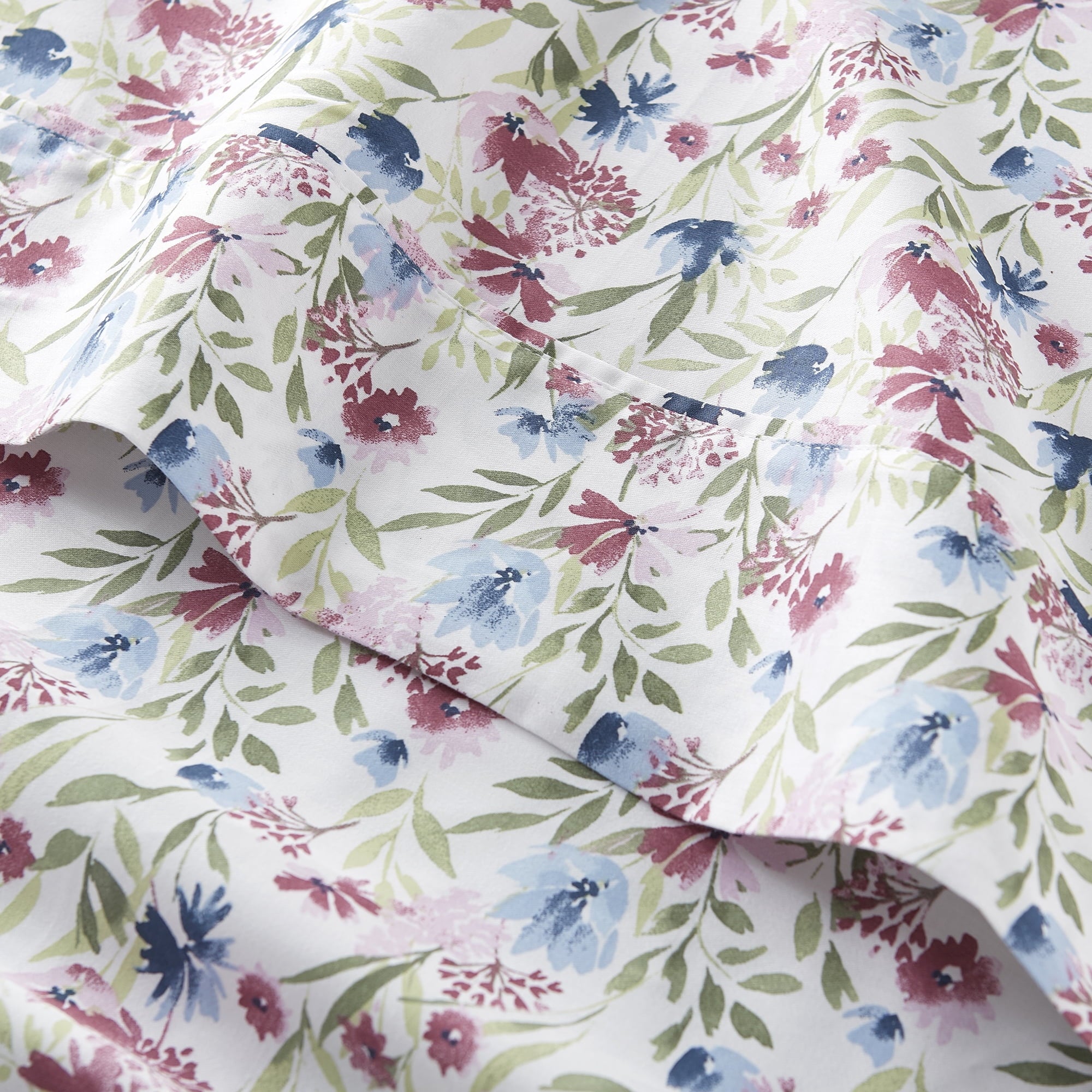 4-Piece 300 Thread Count Bashful Blooms Cool Cotton Sateen Bed Sheet Set, Queen - Image 4