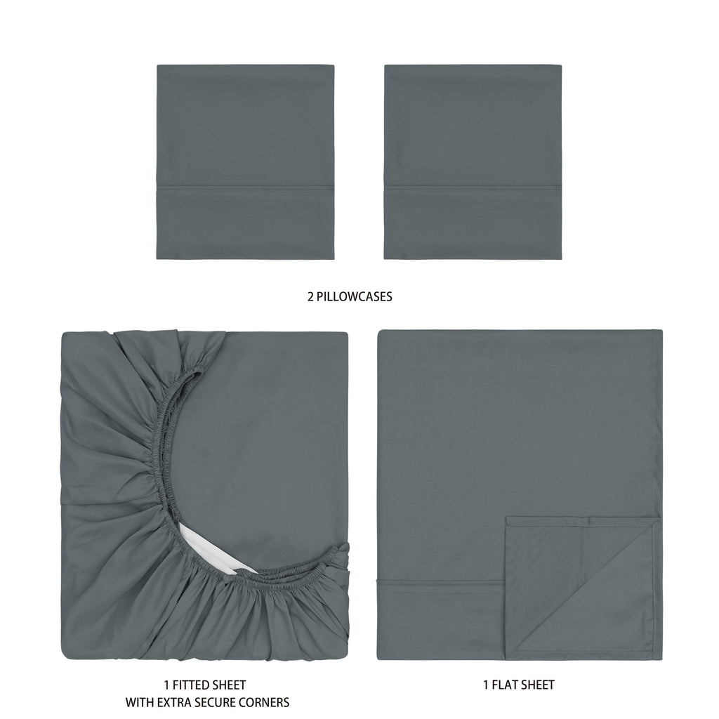 Mainstays Super Soft Brushed Microfiber Bed Sheet Set, Soothing Gray, Queen, 4 Piece - Image 5
