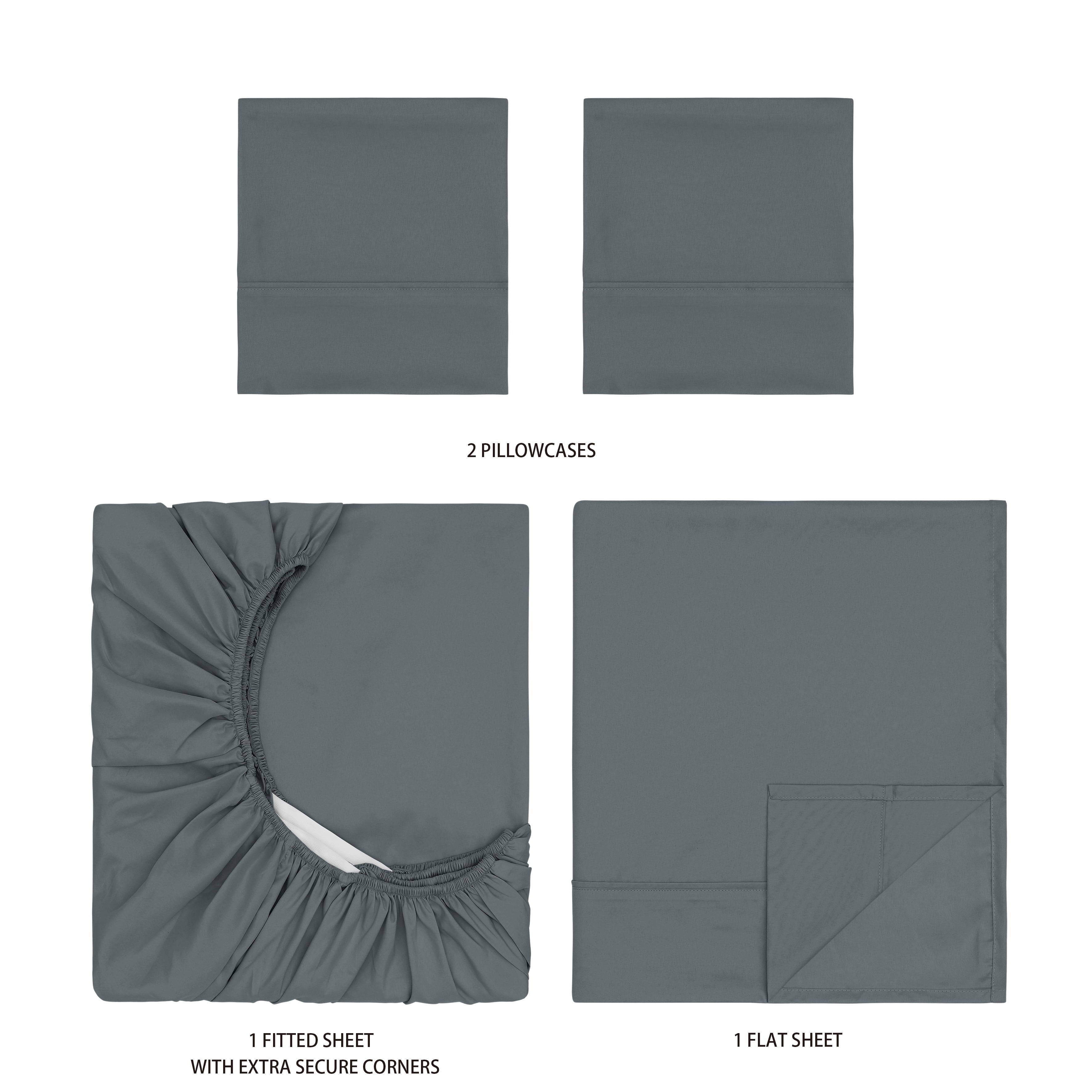 Mainstays Super Soft Brushed Microfiber Bed Sheet Set, Soothing Gray, Queen, 4 Piece - Image 5