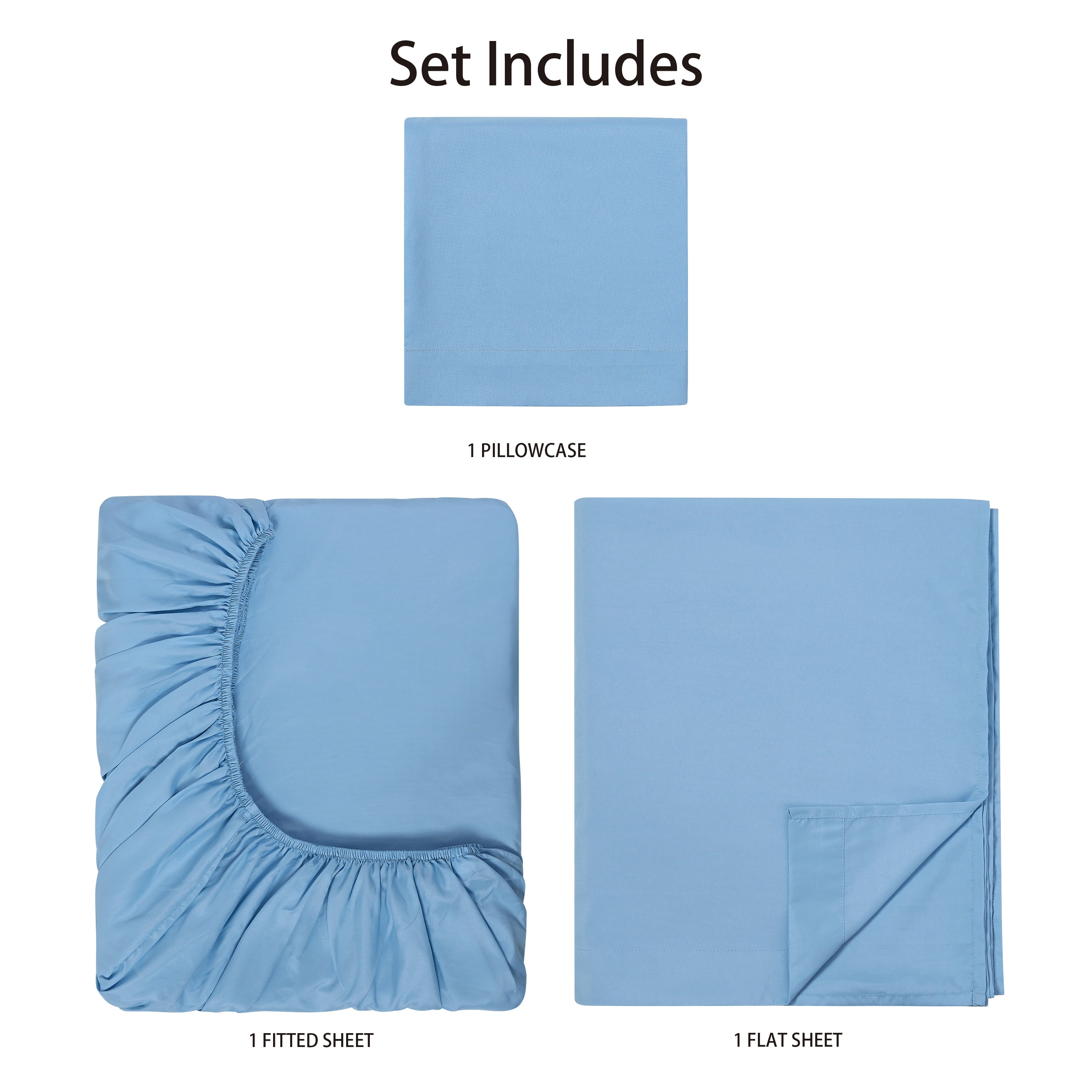 Microfiber Bed Sheet Set, Light Blue, Twin, 3 Piece - Image 6