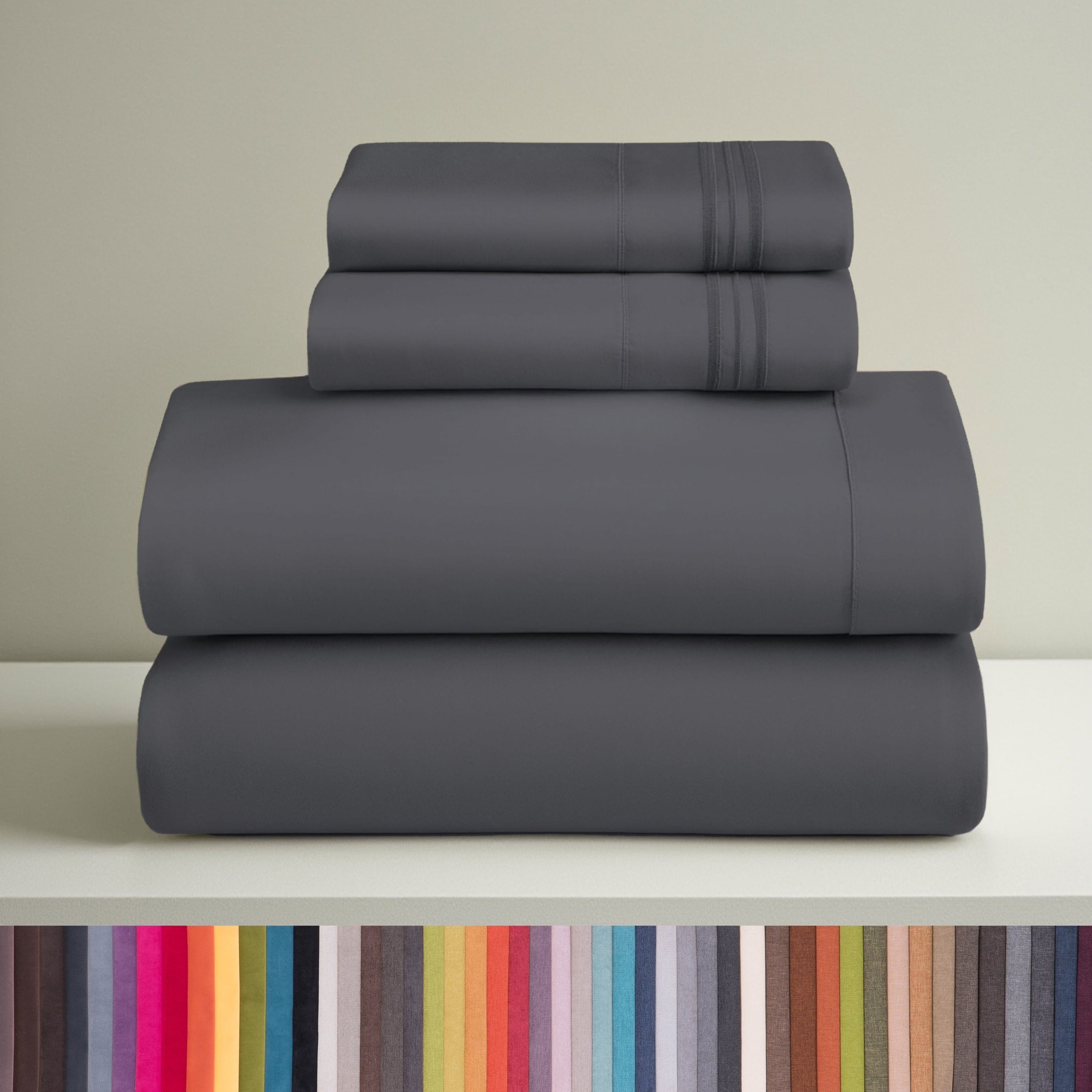 Sheets Set, 1800 Series 4 Piece Deep Pocket Sheets, 100% Soft Microfiber Bed Sheets Set, Gray
