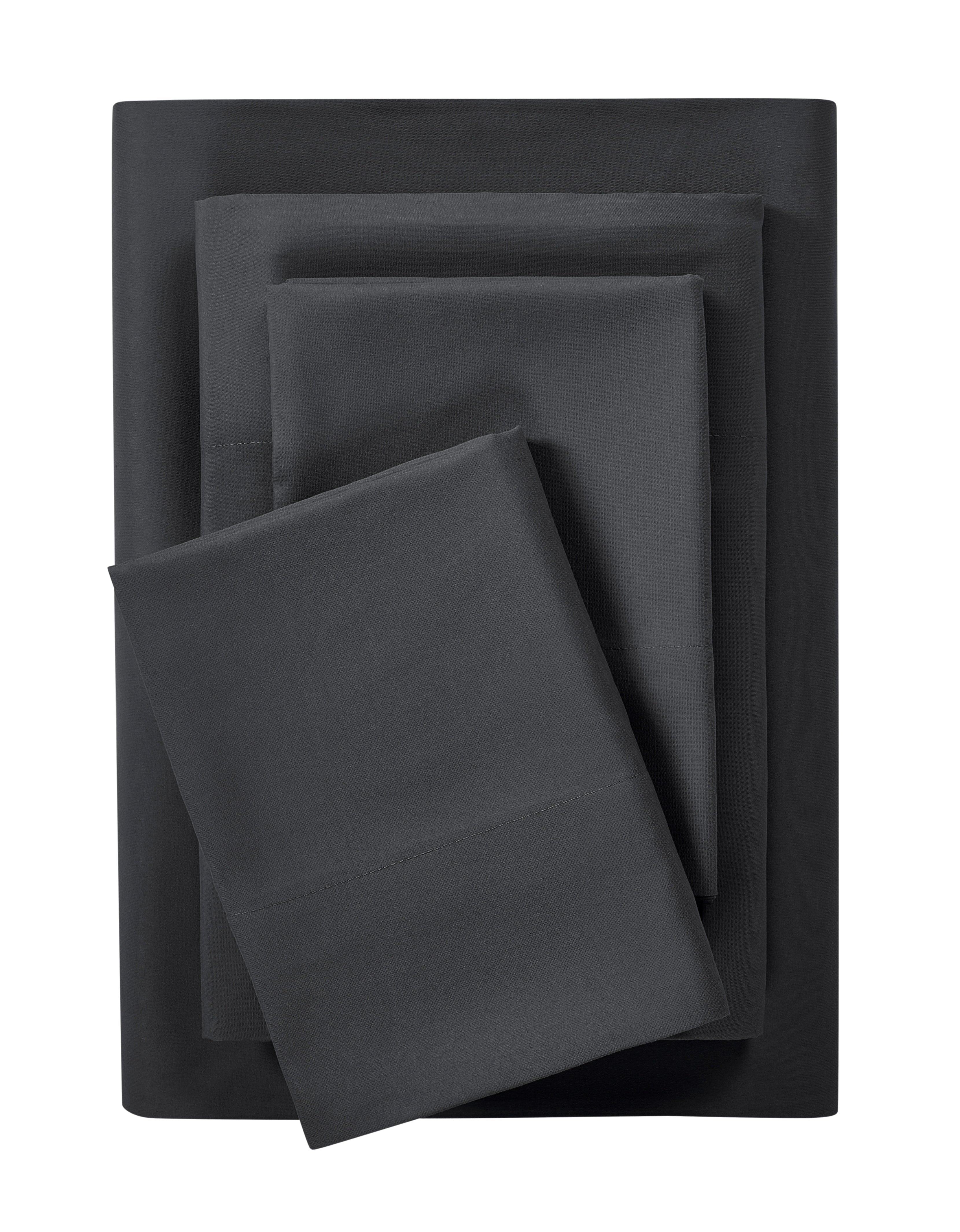 Microfiber Bed Sheet Set, Queen, Rich Black, 4 Piece