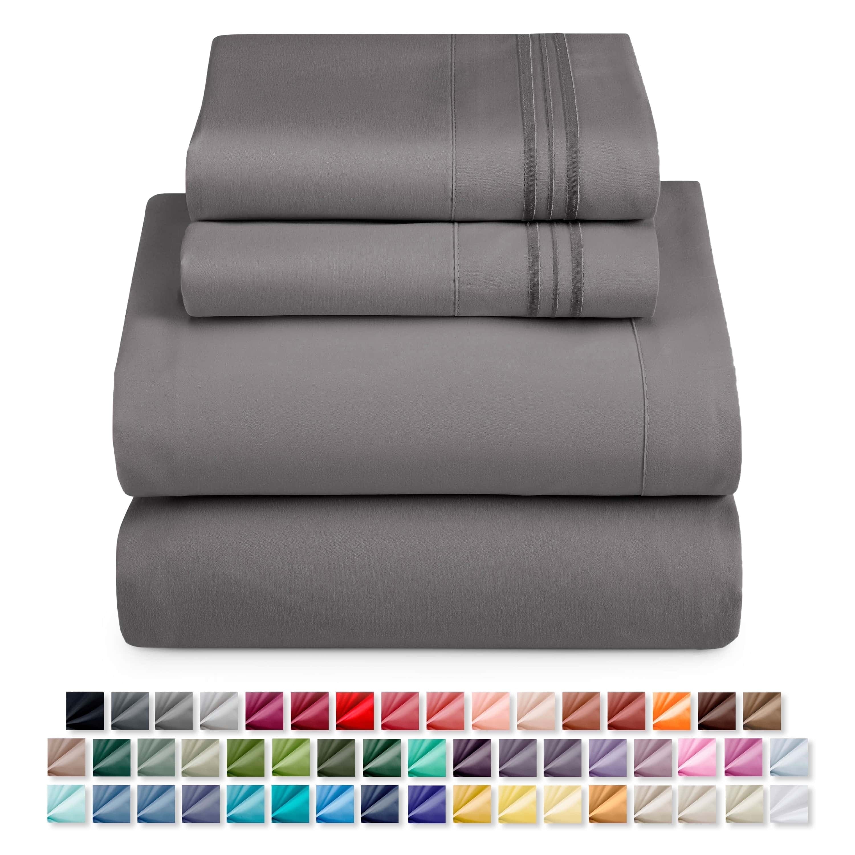 Nestl Queen Sheets Set, 1800 Series 4 Piece Sheets , Luxury Soft Microfiber Queen Size Bed Sheets Set, Gray