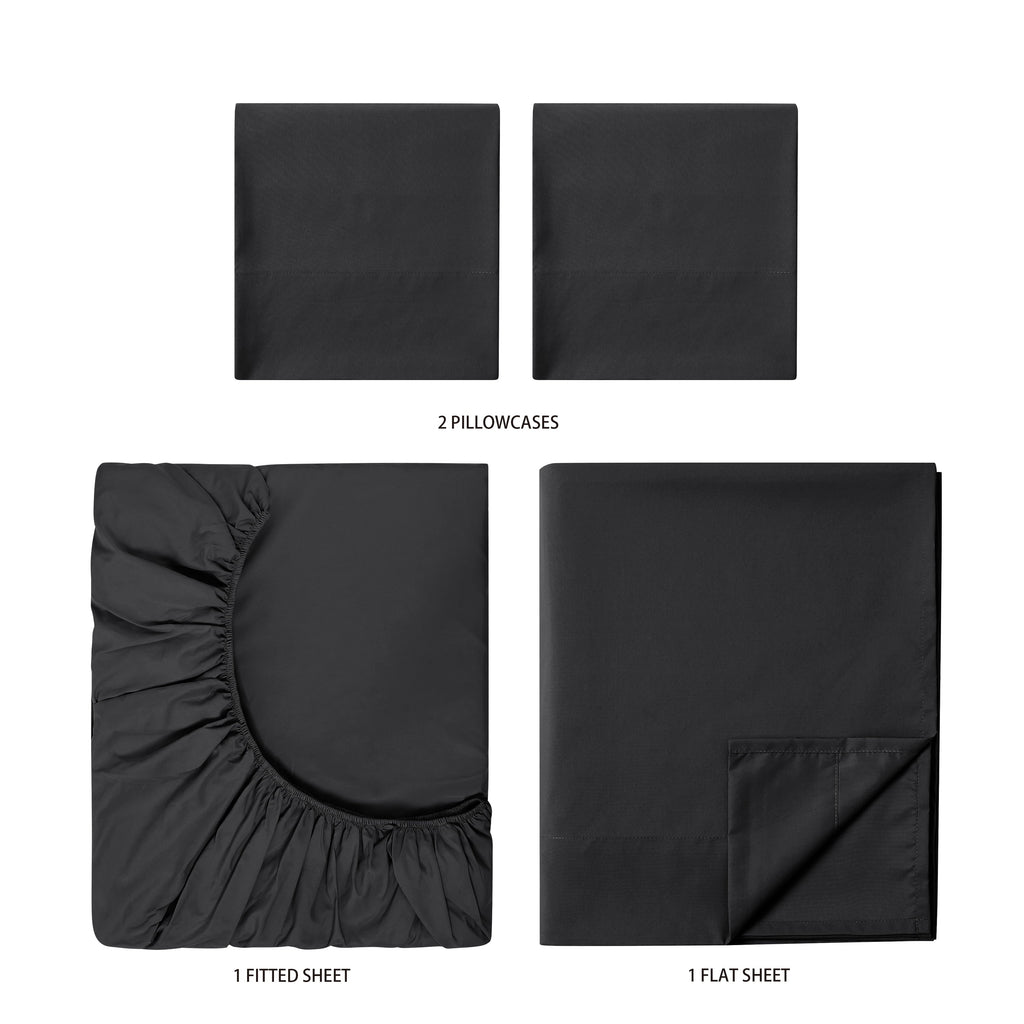 Microfiber Bed Sheet Set, Queen, Rich Black, 4 Piece - Image 6