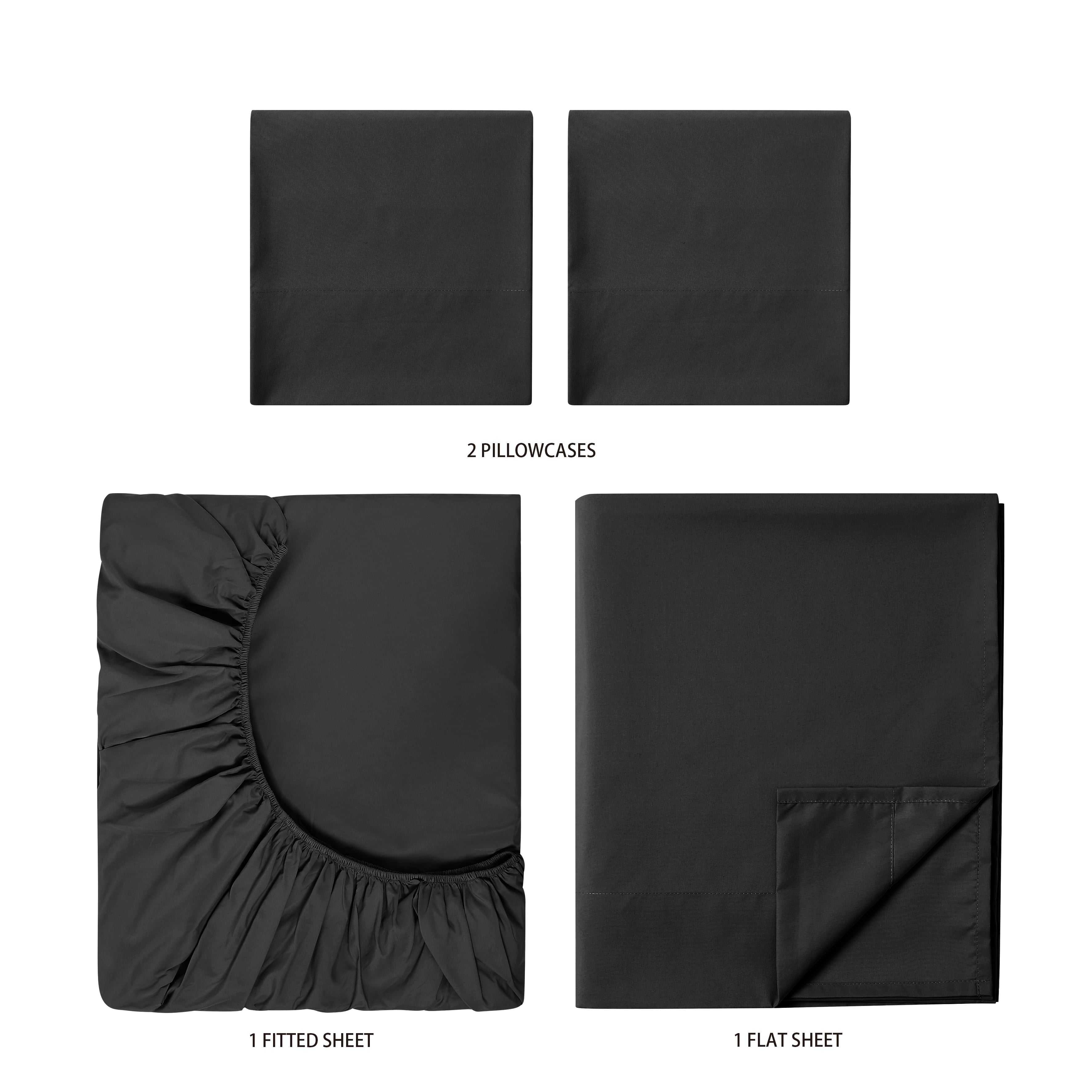 Microfiber Bed Sheet Set, Queen, Rich Black, 4 Piece - Image 6