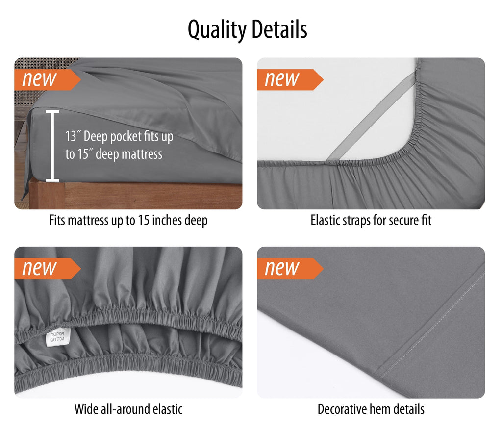 Mainstays Super Soft Brushed Microfiber Bed Sheet Set, Soothing Gray, Queen, 4 Piece - Image 3