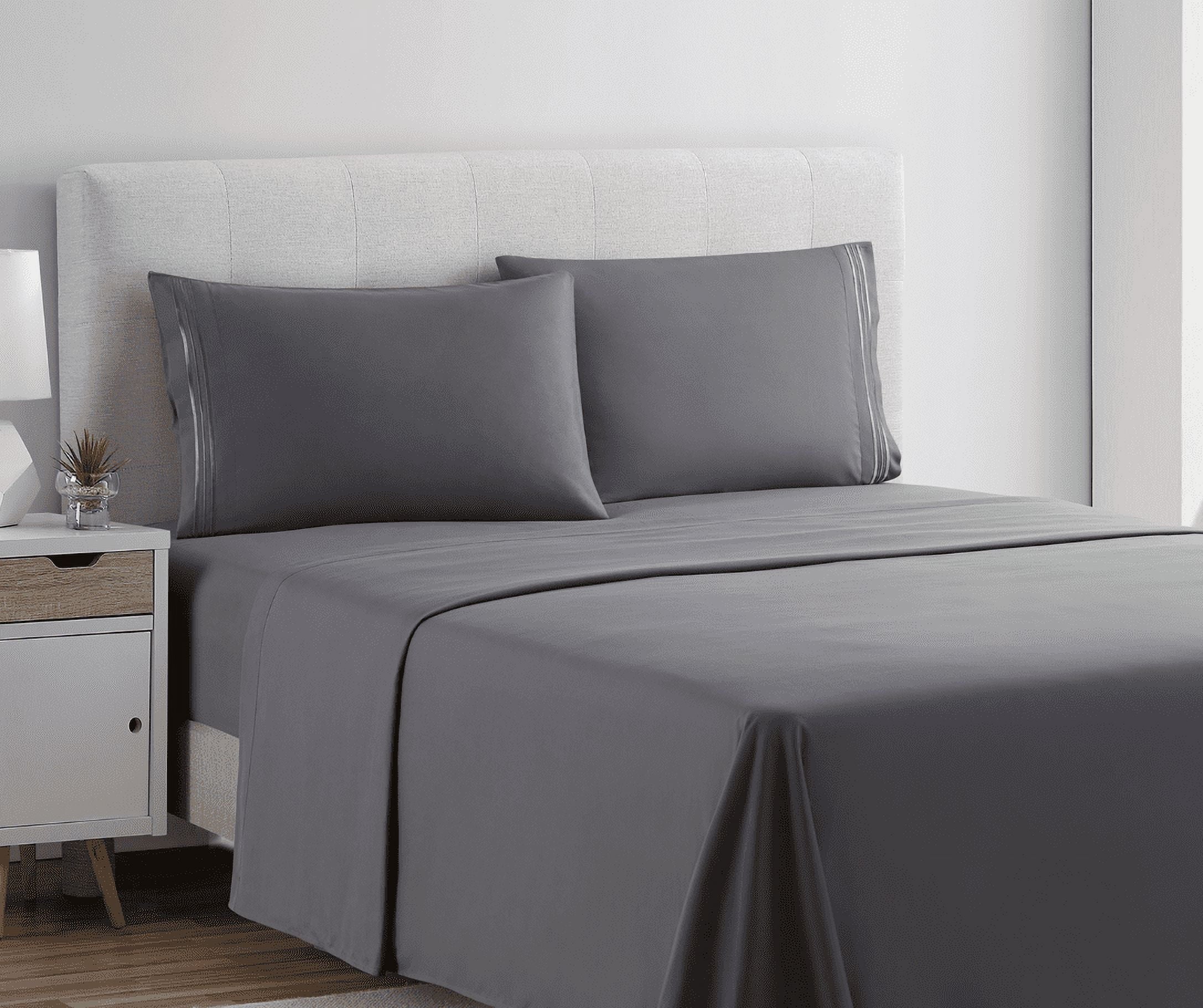 Nestl Queen Sheets Set, 1800 Series 4 Piece Sheets , Luxury Soft Microfiber Queen Size Bed Sheets Set, Gray - Image 2