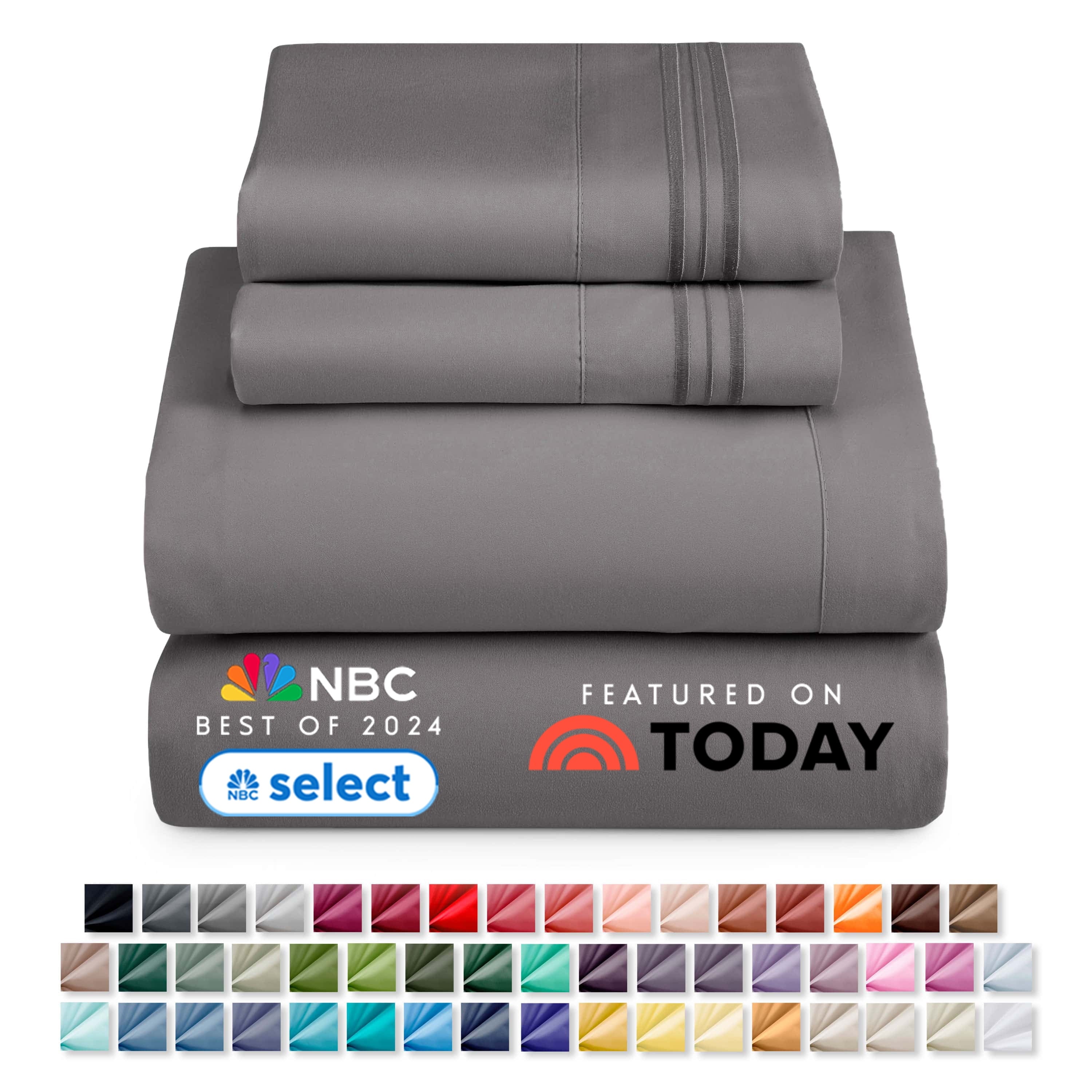 Nestl Queen Sheets Set, 1800 Series 4 Piece Sheets , Luxury Soft Microfiber Queen Size Bed Sheets Set, Gray - Image 6