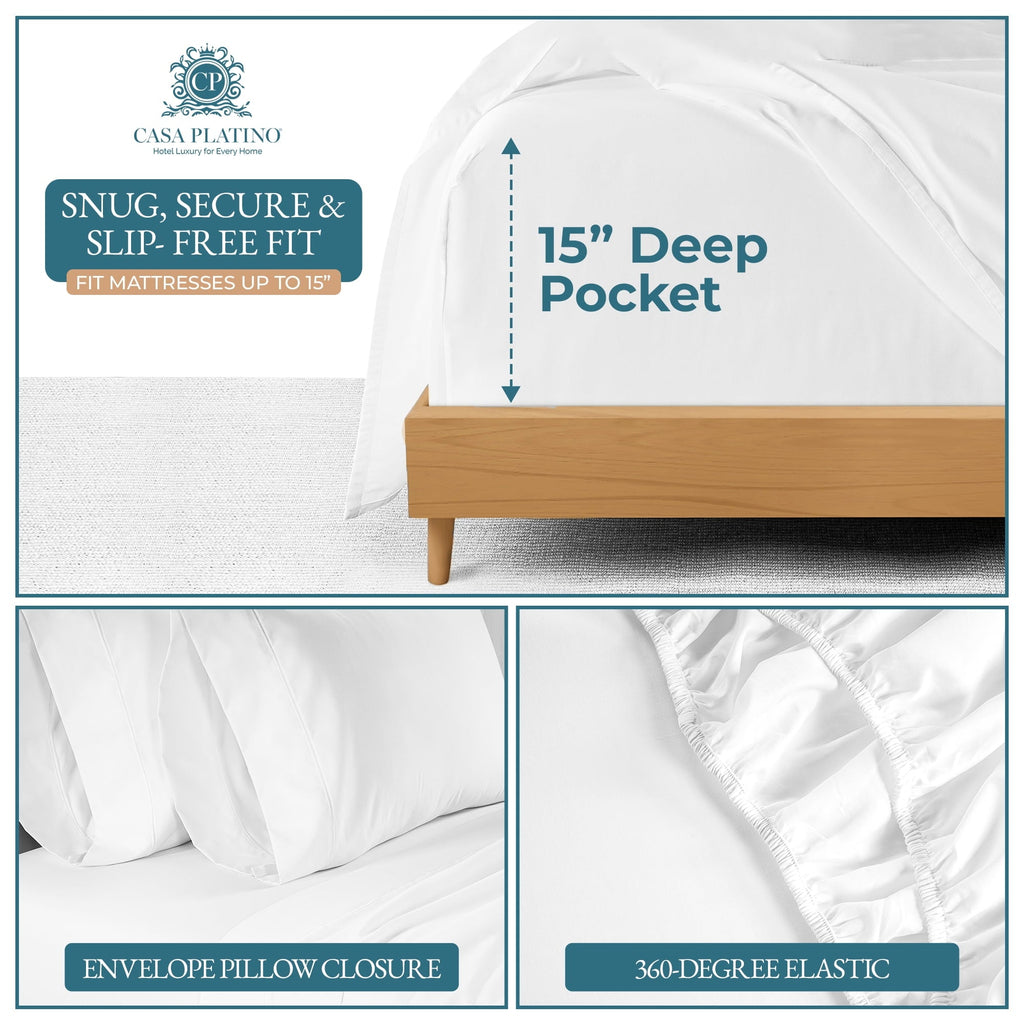 Bed Sheets Set – 6 Piece, 600 Thread Count, 100% Cotton Sheets, Hotel Luxury Sateen Finish, 15" Deep Pocket, Easy to ... - Image 4