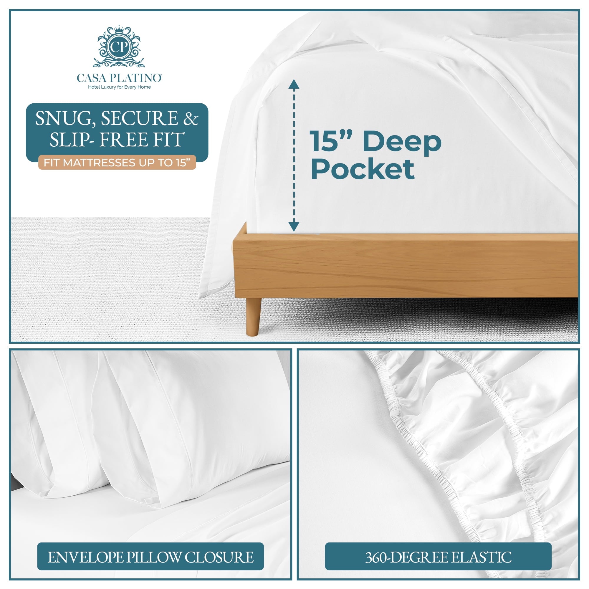 Bed Sheets Set – 6 Piece, 600 Thread Count, 100% Cotton Sheets, Hotel Luxury Sateen Finish, 15" Deep Pocket, Easy to ... - Image 4